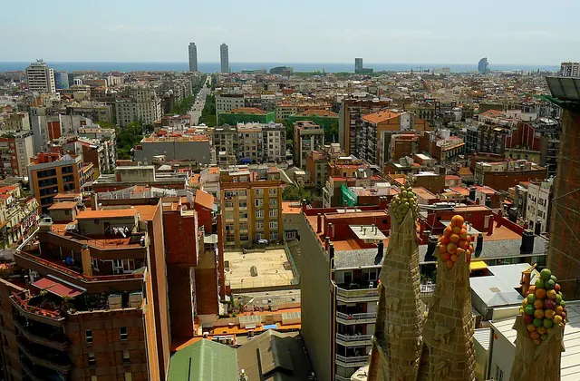 Barcelona rooftops seen from the Sagrada Familia