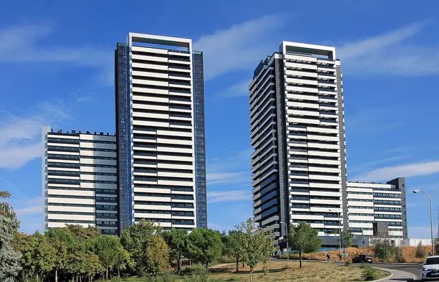 Modern twin towers in Madrid