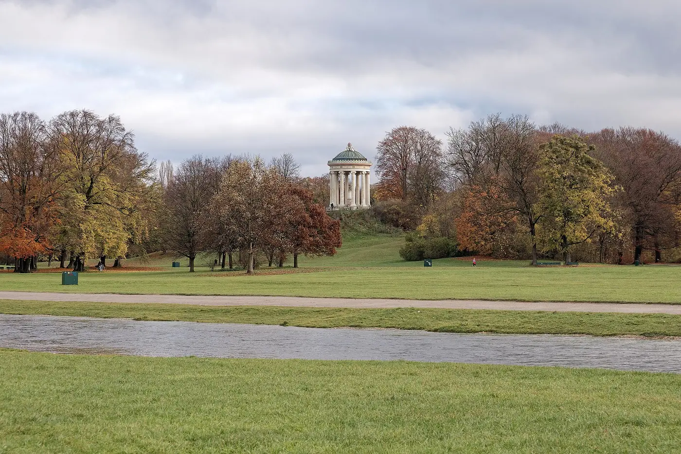 Monopteros in the English Garden in Munich, seen from across the Schwabinger Bach, 20251110 0900 6057